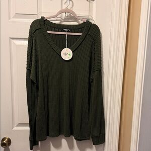 Heimish USA Olive V-Neck Sweater